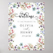 ワイルドフラワー素朴フローラ結婚の歓迎 ポスター (正面)