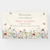 ワイルドフラワー素朴フローラ結婚の歓迎 横断幕 (横)