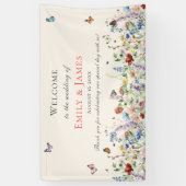 ワイルドフラワー素朴フローラ結婚の歓迎 横断幕 (縦)