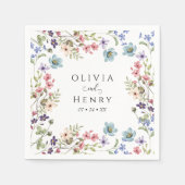 ワイルドフラワー素朴フローラ結婚ズ スタンダードカクテルナプキン (正面)