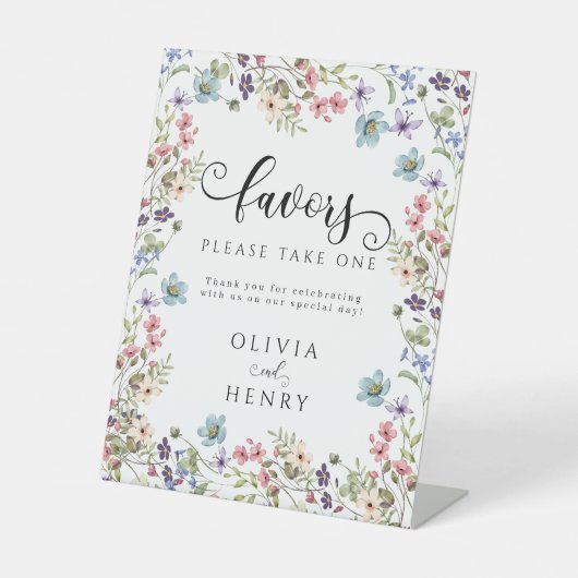 ワイルドフラワー素朴フローラ結婚式の引き出物標識 台座サイン (正面)