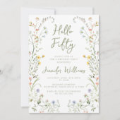 ワイルドフラワー素朴フローラ50番目の誕生日招待状 招待状 (正面)