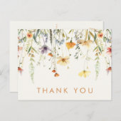 ワイルドフラワー素朴ブライダルシャワーありがとうございました ポストカード (正面/裏面)