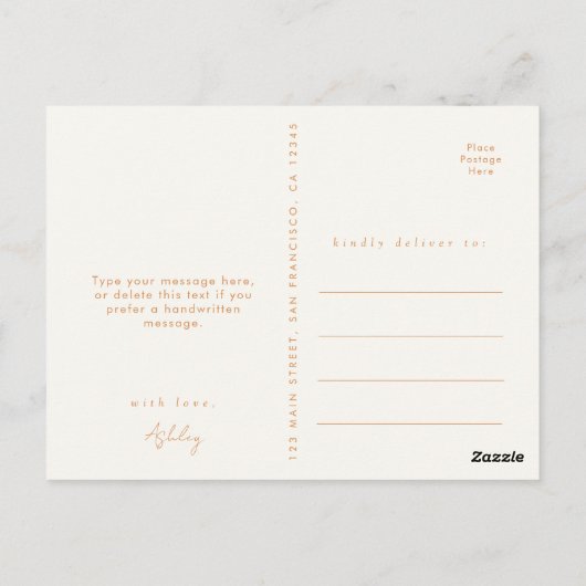 ワイルドフラワー素朴ブライダルシャワーありがとうございました ポストカード (裏面)