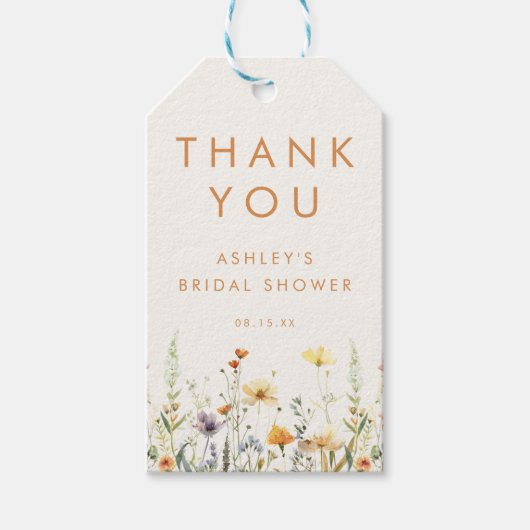 ワイルドフラワー素朴ブライダルシャワーの恩恵 ギフトタグ (正面)