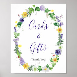 ワイルドフラワー素朴ブライダルシャワーカードのギフトサイン ポスター