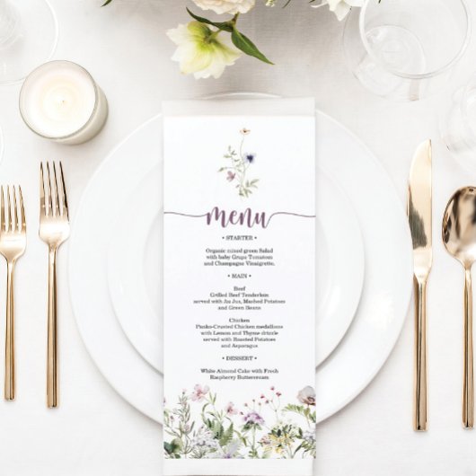 ワイルドフラワー素朴ブライダルシャワーメニュー メニュー