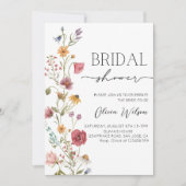 ワイルドフラワー素朴ブライダルシャワー – ボホフローラパーティー 招待状 (正面)