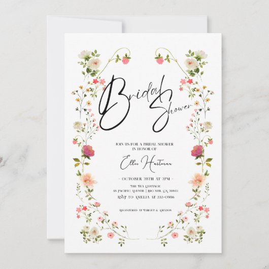 ワイルドフラワー素朴ブライダルバッシュ 招待状 (正面)