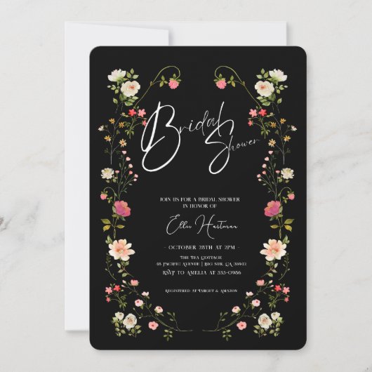 ワイルドフラワー素朴ブライダルバッシュ 招待状 (正面)