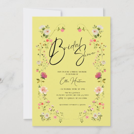 ワイルドフラワー素朴ブライダルバッシュ 招待状 (正面)