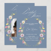 ワイルドフラワー素朴ブライダルバッシュ 招待状 (正面/裏面)