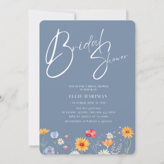 ワイルドフラワー素朴ブライダルバッシュ 招待状 (正面)