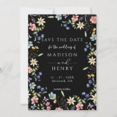 ワイルドフラワー素朴ブラックフォト結婚ズ セーブザデート (正面)