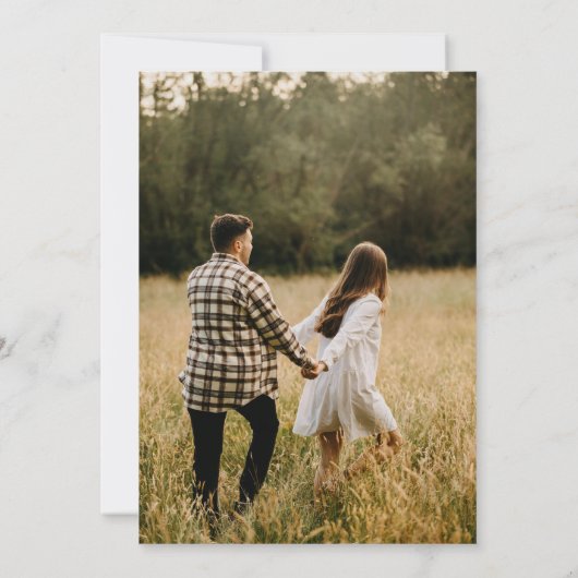 ワイルドフラワー素朴ブラックフォト結婚ズ セーブザデート (裏面)