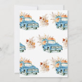 ワイルドフラワー素朴ブルーパンプキントラック赤ちゃんシャワー 招待状 (裏面)