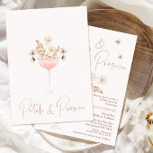 ワイルドフラワー素朴ペタルプロセッコブライダルシャワー 招待状