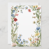ワイルドフラワー素朴ボホの水の色結婚の値 招待状 (裏面)