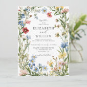 ワイルドフラワー素朴ボホの水の色結婚の値 招待状 (スタンド正面)