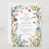 ワイルドフラワー素朴ボホの水の色結婚の値 招待状 (正面)