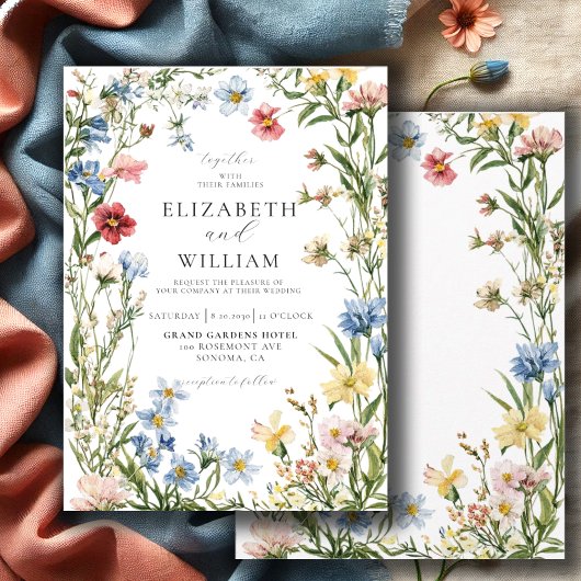 ワイルドフラワー素朴ボホの水の色結婚の値 招待状