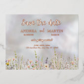 ワイルドフラワー素朴ボホガーデン日付を保存 箔シーズンポストカード (正面)