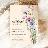 ワイルドフラワー素朴ボホニュートラルフローラベビースシャワー 招待状