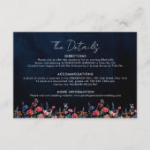 ワイルドフラワー素朴ボホフローラネイビー結婚ズ詳細 エンクロージャーカード (正面)