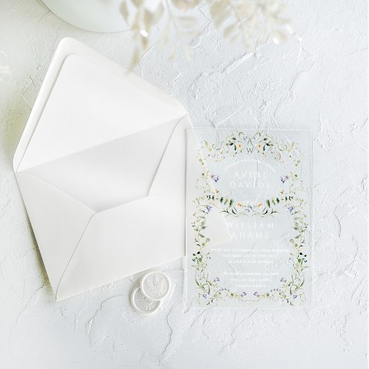 ワイルドフラワー素朴ボホフローラ結婚ズ アクリル招待状