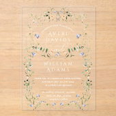 ワイルドフラワー素朴ボホフローラ結婚ズ アクリル招待状 (正面)