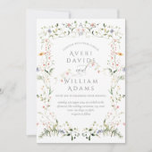 ワイルドフラワー素朴ボホフローラ結婚ズ 招待状 (正面)