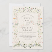 ワイルドフラワー素朴ボホフローラ結婚ズ 招待状 (正面)