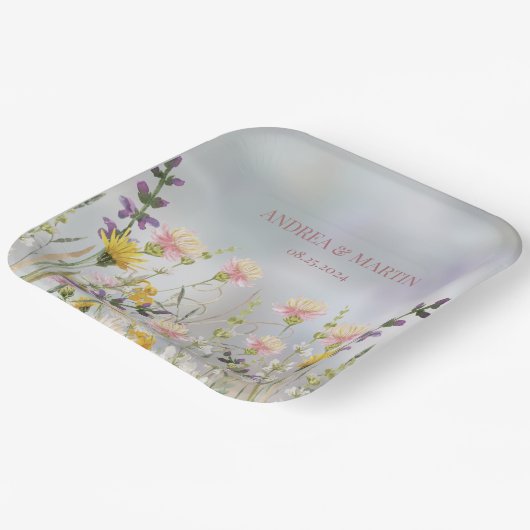 ワイルドフラワー素朴ボホ庭園の結婚式 ペーパープレート (傾斜あり)