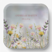 ワイルドフラワー素朴ボホ庭園の結婚式 ペーパープレート (正面)