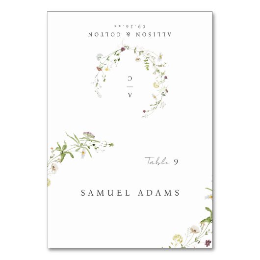 ワイルドフラワー素朴ボホ折り畳み式座席表 テーブルナンバー (正面)