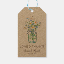 ワイルドフラワー素朴メイスンの瓶愛と感謝してい ギフトタグ