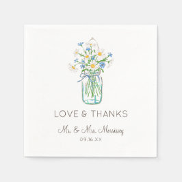 ワイルドフラワー素朴メイスンの瓶愛と感謝してい スタンダードカクテルナプキン