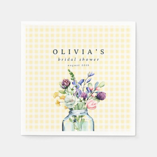 ワイルドフラワー素朴メイスンジャックピクニックベイビーシャワー スタンダードカクテルナプキン (正面)