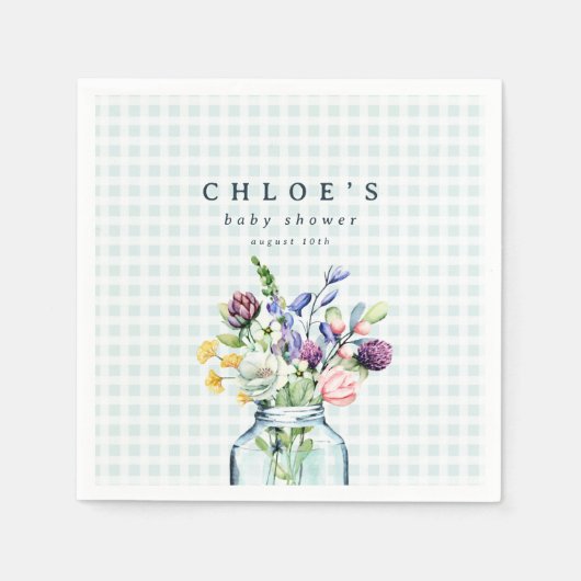 ワイルドフラワー素朴メイスンジャックピクニックベイビーシャワー スタンダードカクテルナプキン (正面)