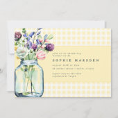 ワイルドフラワー素朴メイスンジャックピクニックベイビーシャワー 招待状 (正面)