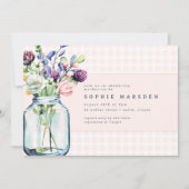 ワイルドフラワー素朴メイスンジャックピクニックベイビーシャワー 招待状 (正面)