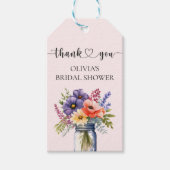 ワイルドフラワー素朴メイスンジャーブライダルシャワーの恩恵 ギフトタグ (正面)