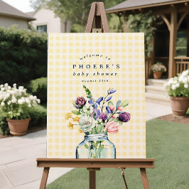 ワイルドフラワー素朴メイソンの瓶の赤ちゃんシャワーのサイン ポスター