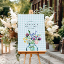 ワイルドフラワー素朴メイソンの瓶の赤ちゃんシャワーのサイン