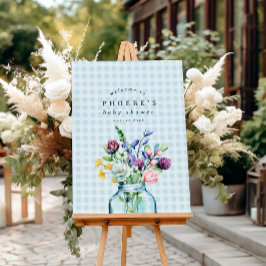 ワイルドフラワー素朴メイソンの瓶の赤ちゃんシャワーのサイン ポスター