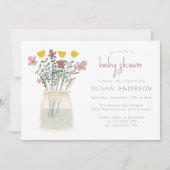 ワイルドフラワー素朴メイソンの瓶の赤ちゃんシャワー 招待状 (正面)