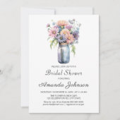 ワイルドフラワー素朴メイソンジャーブライダルシャワー 招待状 (正面)