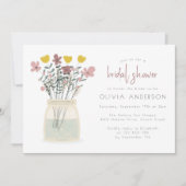 ワイルドフラワー素朴メイソンジャーブライダルシャワー 招待状 (正面)