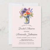 ワイルドフラワー素朴メイソンジャーブライダルシャワー 招待状 (正面)