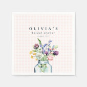 ワイルドフラワー素朴メイソンジャールピクニックブライダルシャワー スタンダードカクテルナプキン (正面)